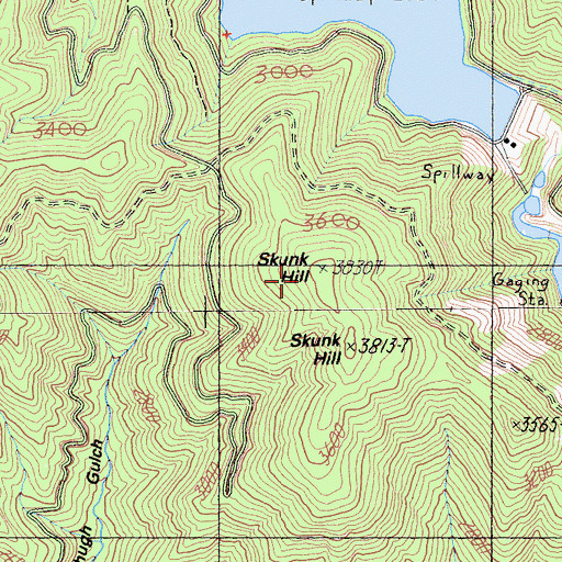 Topographic Map of Skunk Hill, CA