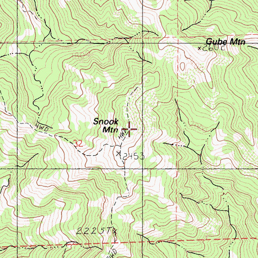 Topographic Map of Snook Mountain, CA