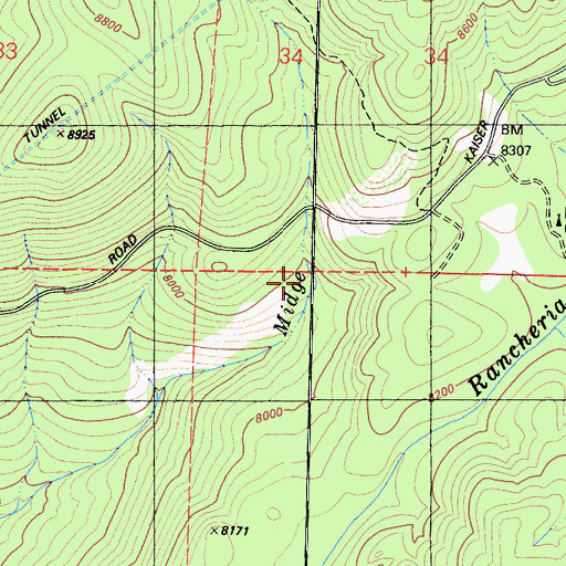 Topographic Map of Snow Bend, CA