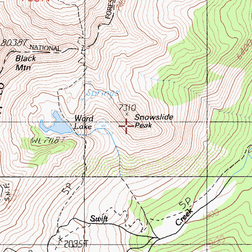 Topographic Map of Snowslide Peak, CA