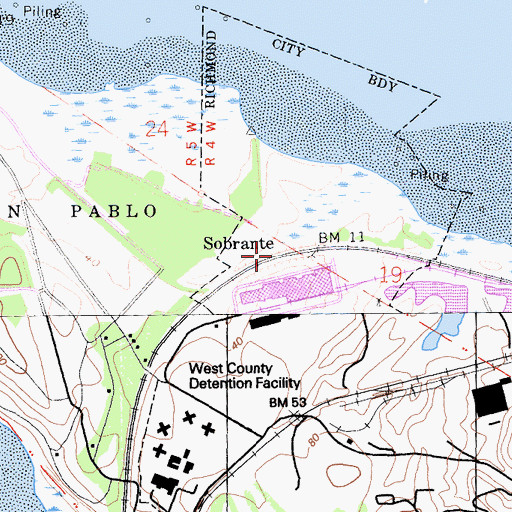 Topographic Map of Sobrante, CA