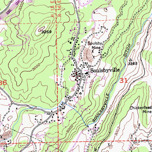 Topographic Map of Soulsbyville, CA