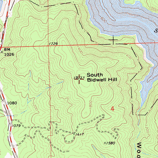 Topographic Map of South Bidwell Hill, CA