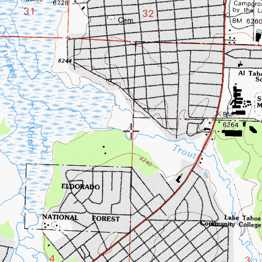 Topographic Map of South Lake Tahoe, CA