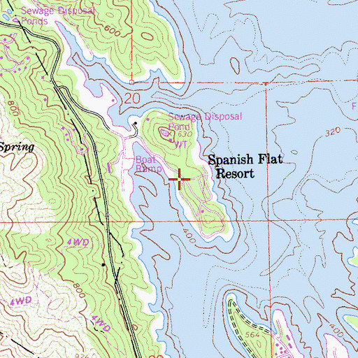 Topographic Map of Spanish Flat Resort, CA
