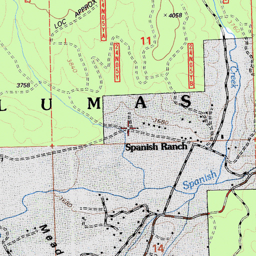 Topographic Map of Spanish Ranch, CA