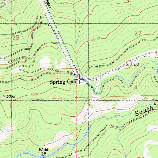 Topographic Map of Spring Gap, CA