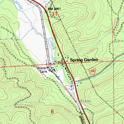 Topographic Map of Spring Garden, CA