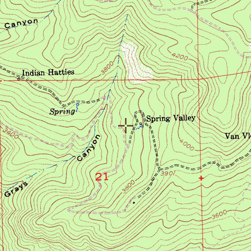 Topographic Map of Spring Valley, CA