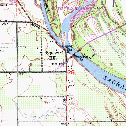 Topographic Map of Squaw Hill, CA