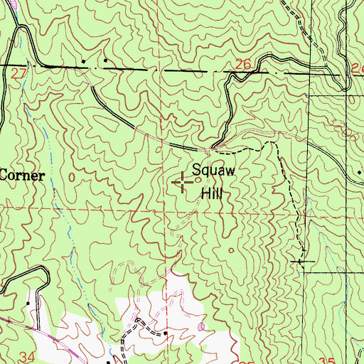 Topographic Map of Squaw Hill, CA