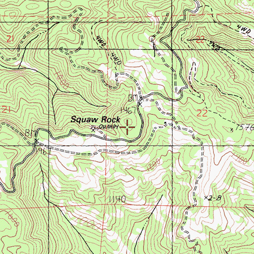 Topographic Map of Squaw Rock, CA