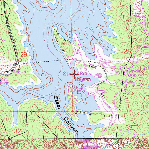 Topographic Map of Steel Canyon Resort, CA