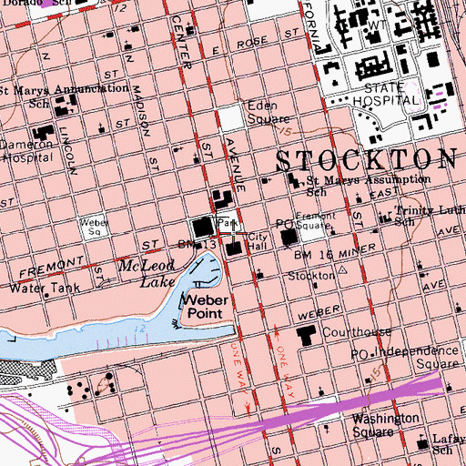 Topographic Map of Stockton, CA