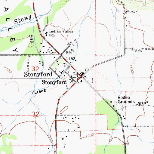 Topographic Map of Stonyford, CA