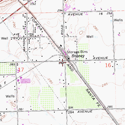 Topographic Map of Storey, CA