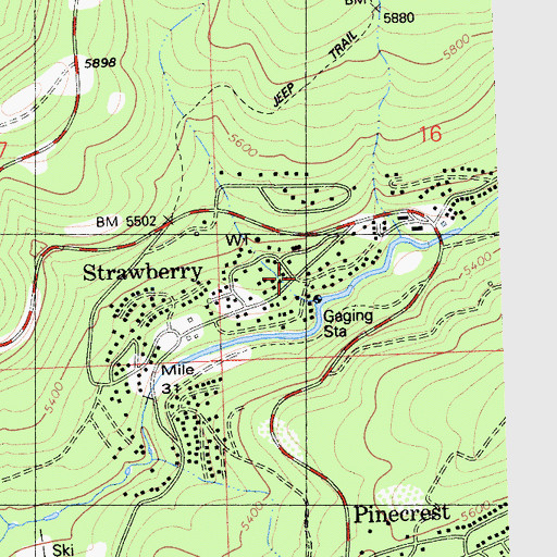 Topographic Map of Strawberry, CA
