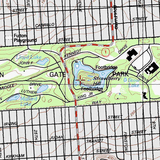 Topographic Map of Strawberry Hill, CA