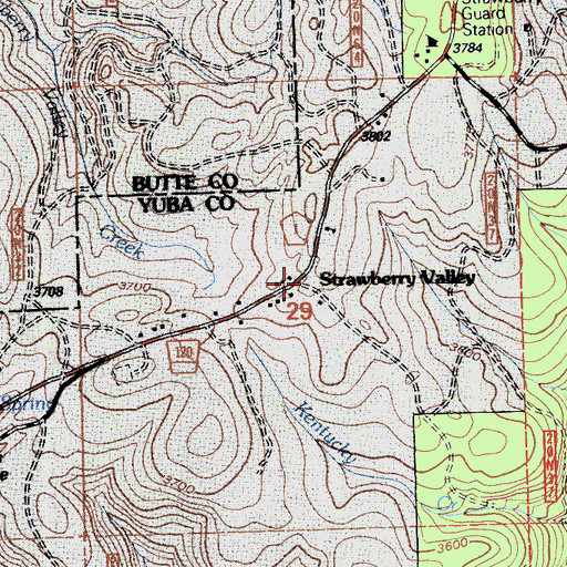 Topographic Map of Strawberry Valley, CA