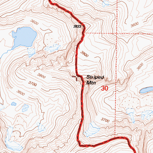 Topographic Map of Striped Mountain, CA