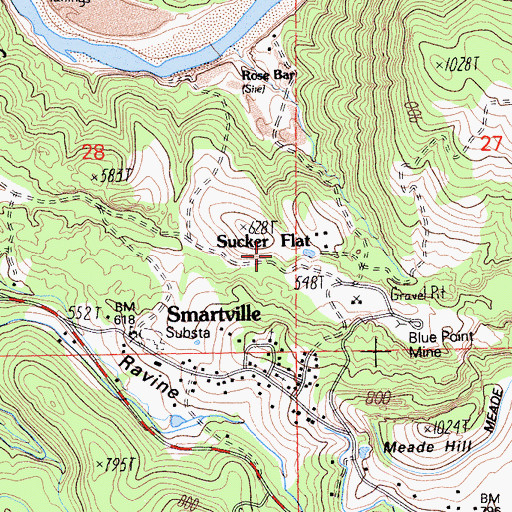 Topographic Map of Sucker Flat, CA