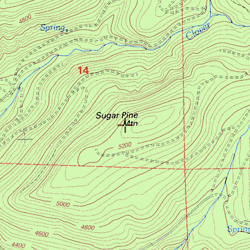 Topographic Map of Sugar Pine Mountain, CA