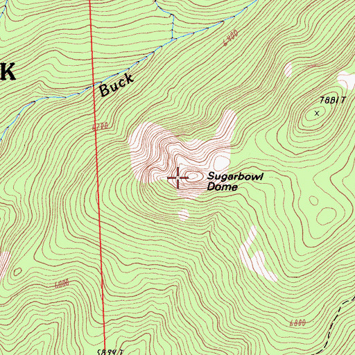 Topographic Map of Sugarbowl Dome, CA