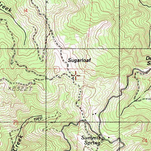 Topographic Map of Sugarloaf, CA