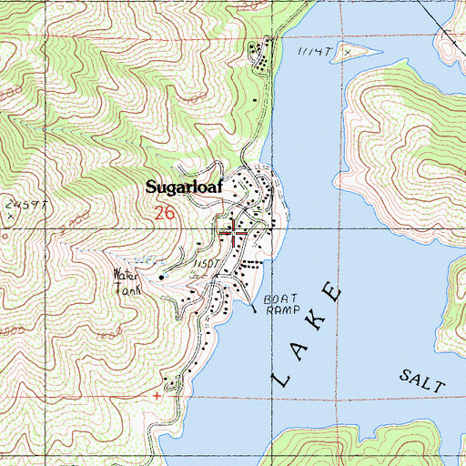 Topographic Map of Sugarloaf, CA