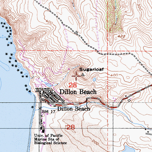 Topographic Map of Sugarloaf, CA