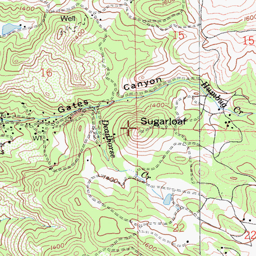 Topographic Map of Sugarloaf, CA