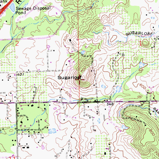 Topographic Map of Sugarloaf, CA