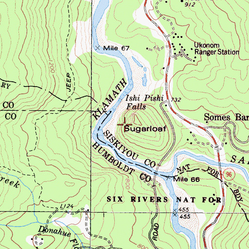 Topographic Map of Sugarloaf, CA