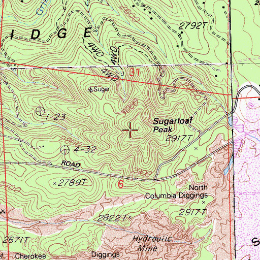 Topographic Map of Sugarloaf Peak, CA