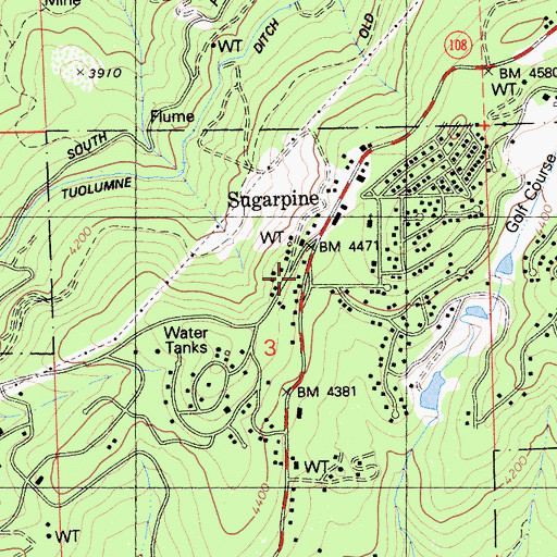 Topographic Map of Sugarpine, CA