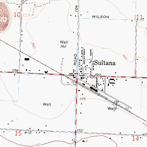 Topographic Map of Sultana, CA