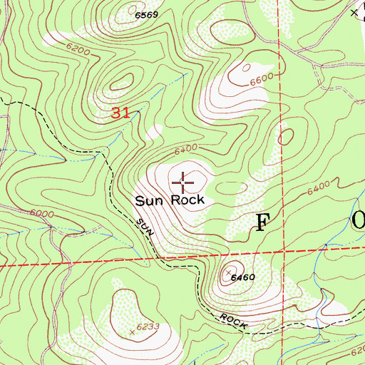 Topographic Map of Sun Rock, CA