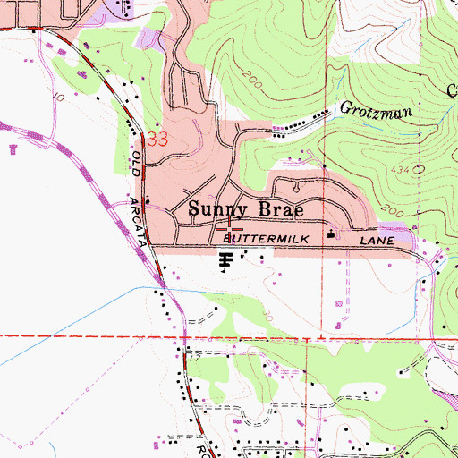 Topographic Map of Sunny Brae, CA