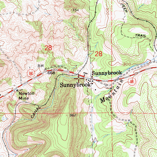 Topographic Map of Sunnybrook, CA