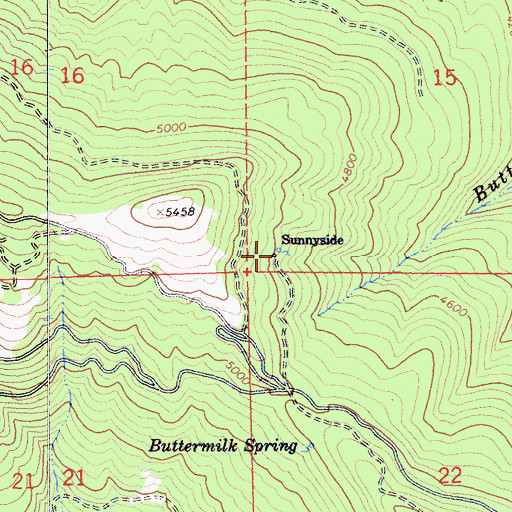 Topographic Map of Sunnyside, CA