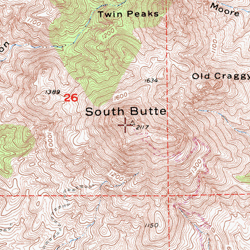 Topographic Map of Sutter Buttes, CA