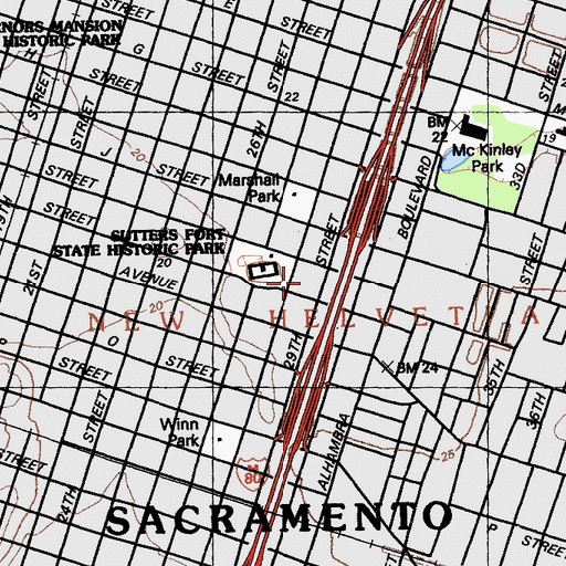 Topographic Map of Sutter General Hospital, CA
