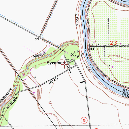 Topographic Map of Sycamore, CA