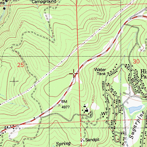 Topographic Map of Sylvan Lodge, CA