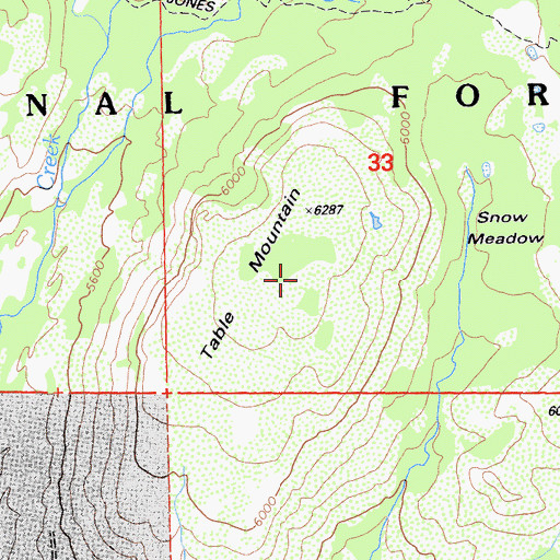 Topographic Map of Table Mountain, CA