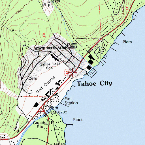 Topographic Map of Tahoe City, CA