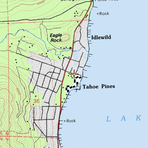 Topographic Map of Tahoe Pines, CA