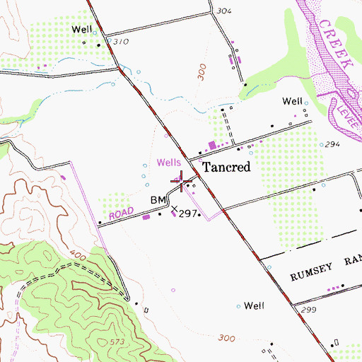Topographic Map of Tancred, CA