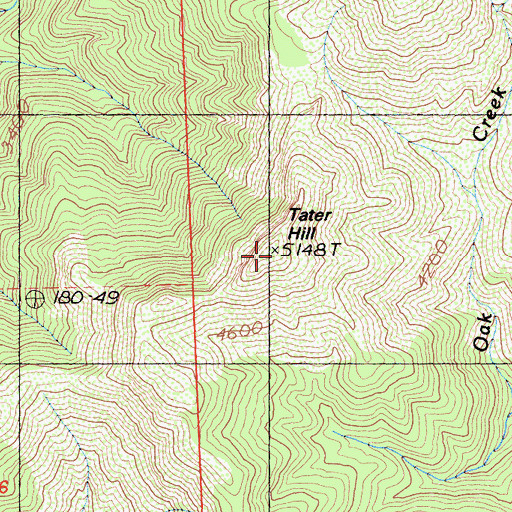 Topographic Map of Tater Hill, CA