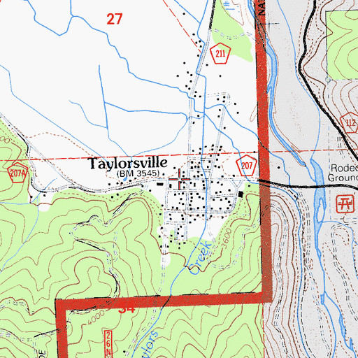 Topographic Map of Taylorsville, CA